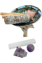 Load image into Gallery viewer, Sage Smudge kit with Amethyst crystals & Selenite