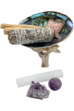 Load image into Gallery viewer, Sage Smudge kit with Amethyst crystals & Selenite