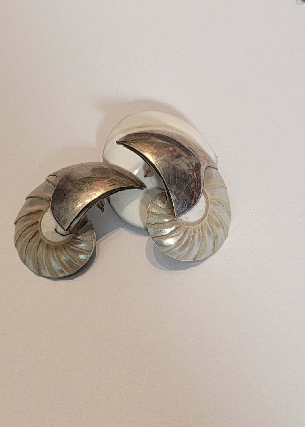 Sterling Nautilus Shell Earrings