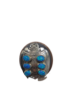 Load image into Gallery viewer, Blue Opal Native Sterling Bug Ring Size 7.75
