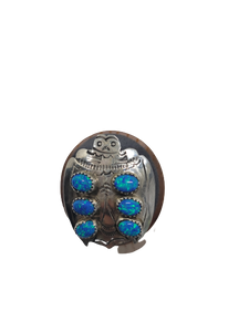 Blue Opal Native Sterling Bug Ring Size 7.75