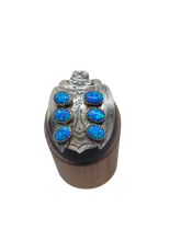 Load image into Gallery viewer, Blue Opal Native Sterling Bug Ring Size 7.75
