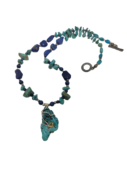 Turquoise and Lapis Stone Necklace