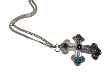 Load image into Gallery viewer, Native style Sterling Cross With Stones
