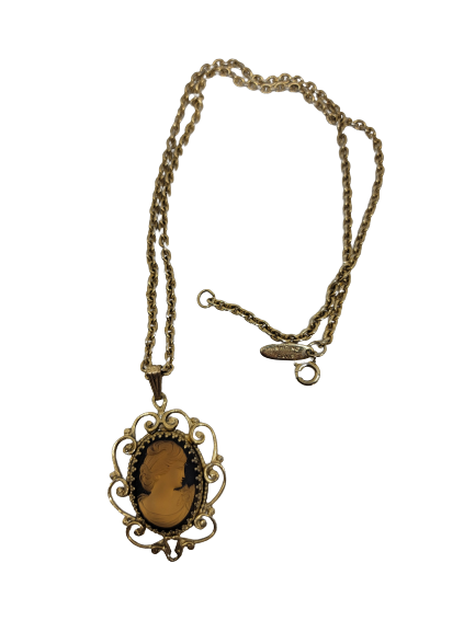 Vintage Whiting Davis Cameo Necklace