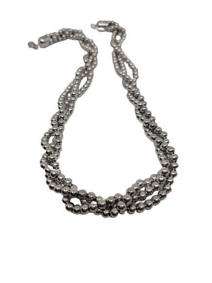 Three Strand Sterling Ball Necklace