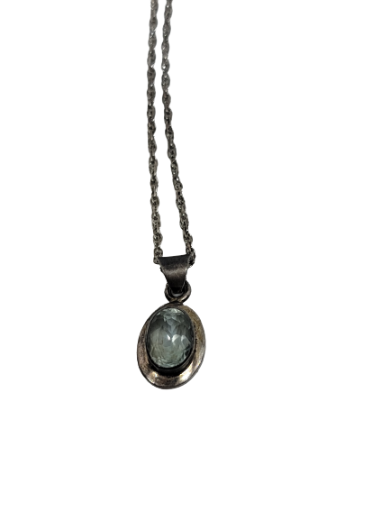 Sterling Aqua Marine Gemstone Necklace