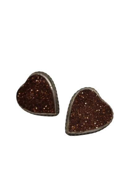 Goldstone Heart Sterling Earrings 1