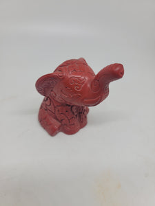 Hand Carved Cinnabar Elephant