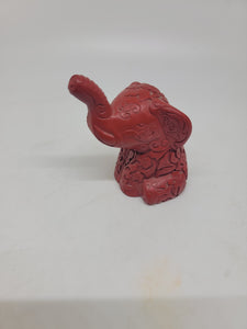 Hand Carved Cinnabar Elephant