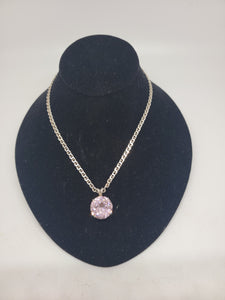 Sterling Pink Glass Necklace