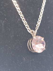 Sterling Pink Glass Necklace