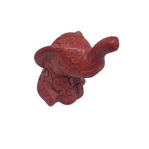 Hand Carved Cinnabar Elephant