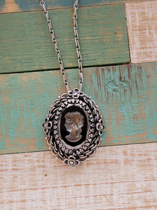 Vintage Glass Cameo Necklace