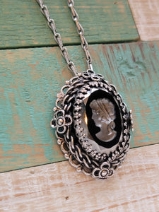 Vintage Glass Cameo Necklace