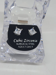 CZ Post Earrings, new in box