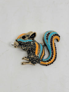 Enamel Squirrel Brooch