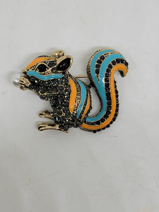 Enamel Squirrel Brooch