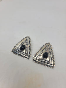 Vintage Sterling Black Onyx Earrings