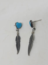 Load image into Gallery viewer, Sterling with Turquoise Heart Earrings
