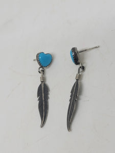 Sterling with Turquoise Heart Earrings