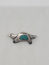 Load image into Gallery viewer, Vintage Sterling Turquoise Turtle Brooch
