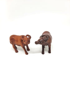 Vintage Wooden Carved Bull Netsuke