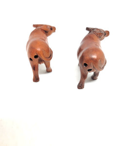 Vintage Wooden Carved Bull Netsuke