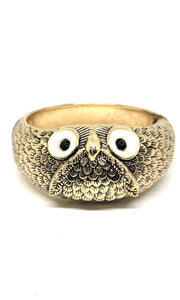 Owl Goldtone Clamper Bracelet