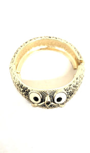 Owl Goldtone Clamper Bracelet