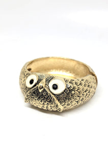 Owl Goldtone Clamper Bracelet