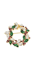 Load image into Gallery viewer, Swarovski Christmas Wreath Booch
