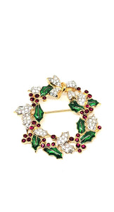 Swarovski Christmas Wreath Booch