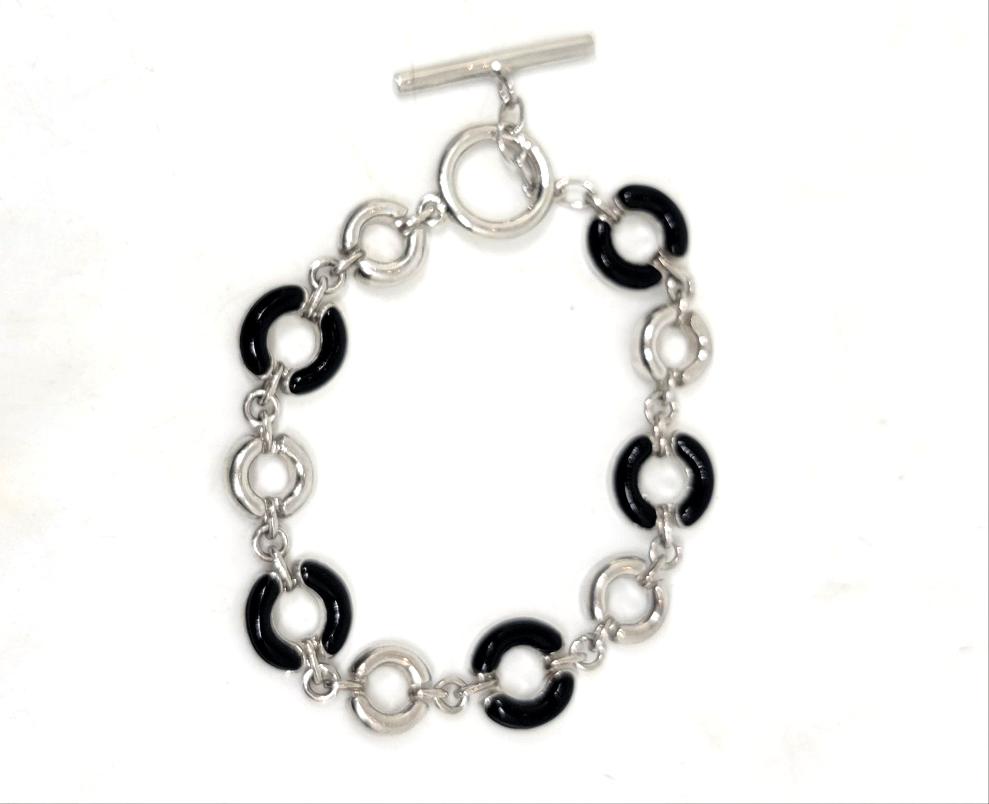 Sterling Bracelet with black Enamel