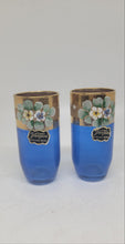 Load image into Gallery viewer, Varzesa Mexico Blue glass hand painted cups
