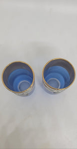 Varzesa Mexico Blue glass hand painted cups