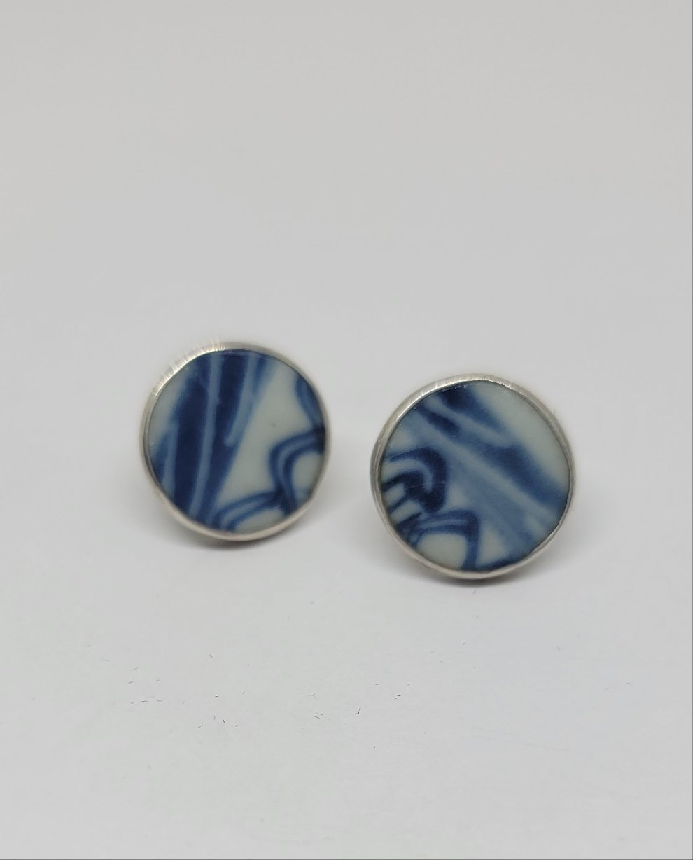 Unique Sterling Porcelain Earrings