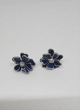 Load image into Gallery viewer, Blue Enamel Earrings
