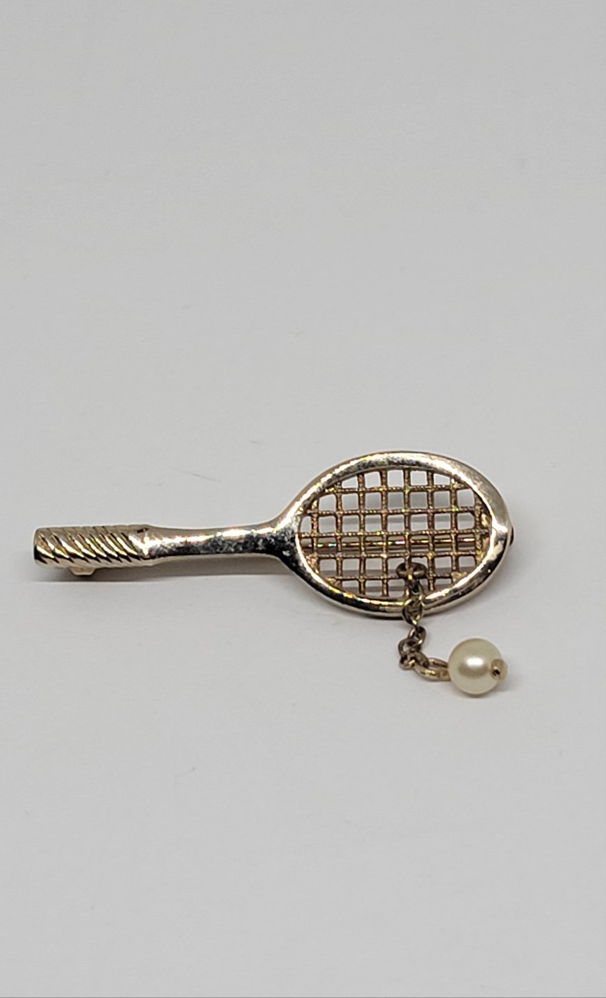 Vintage Avon Tennis Brooch with Real Pearl