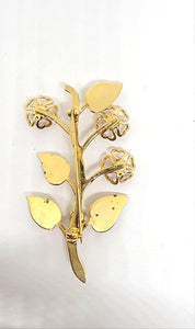 Vintage Flower Stem Brooch with real Pearls