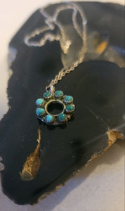 Vintage Sterling Turquoise Donut Necklace