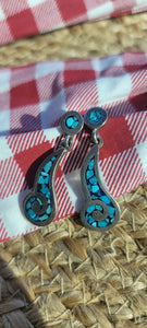 Unique Sterling Turquoise Chip Earrings