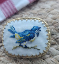 Load image into Gallery viewer, Vintage Stitched Blue Bird Brooch
