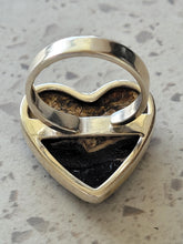 Load image into Gallery viewer, Sterling Petrified Wood Heart Ring
