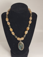 Load image into Gallery viewer, Sterling Labradorite and Rutilated Quartz Necklace
