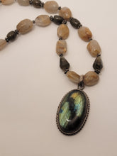 Load image into Gallery viewer, Sterling Labradorite and Rutilated Quartz Necklace
