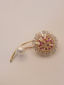 Flower Gemstone Brooch