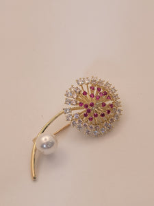 Flower Gemstone Brooch