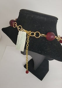 Cranberry Glass Necklace