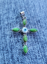 Load image into Gallery viewer, Green Turquoise Cross
